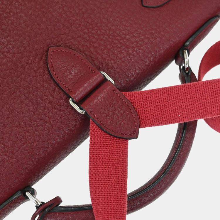 Pre Owned Hermes Kelly A Dos GM Red Fjord Leather Backpack