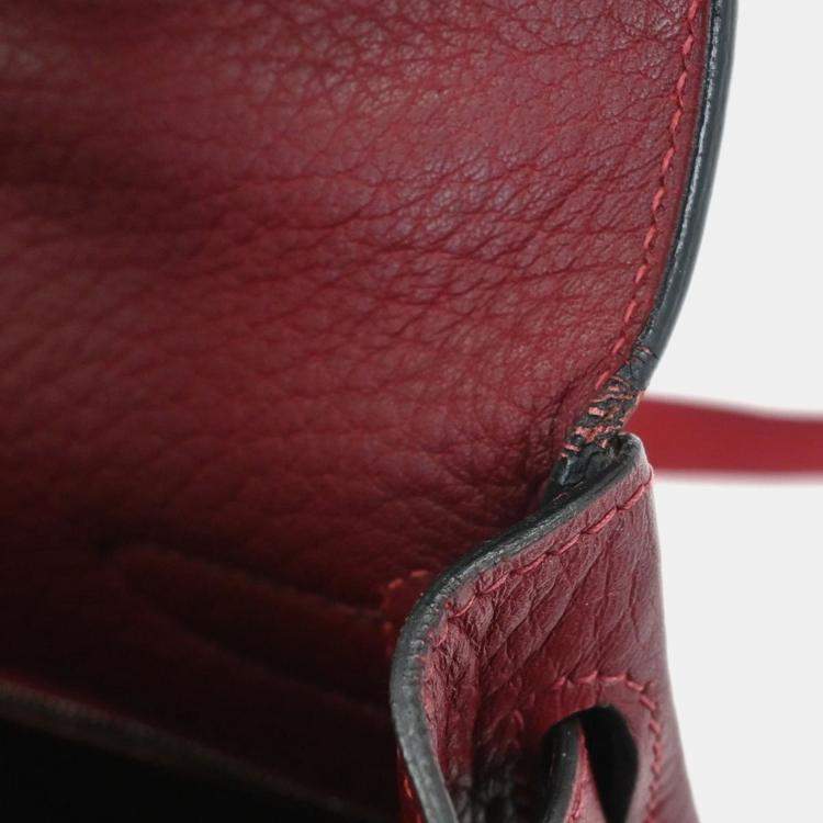 Pre Owned Hermes Kelly A Dos GM Red Fjord Leather Backpack