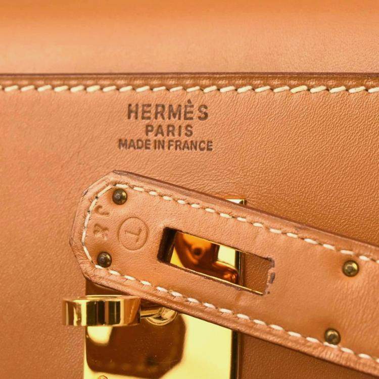 Pre Owned Hermes Gold Box Calf Kelly 32 Retourne 2way Handbag