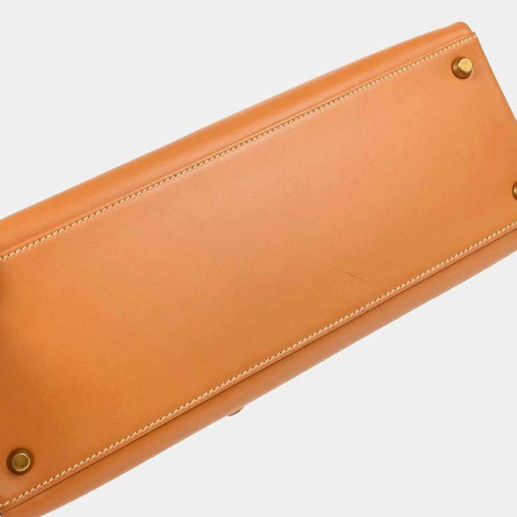 Pre Owned Hermes Gold Box Calf Kelly 32 Retourne 2way Handbag