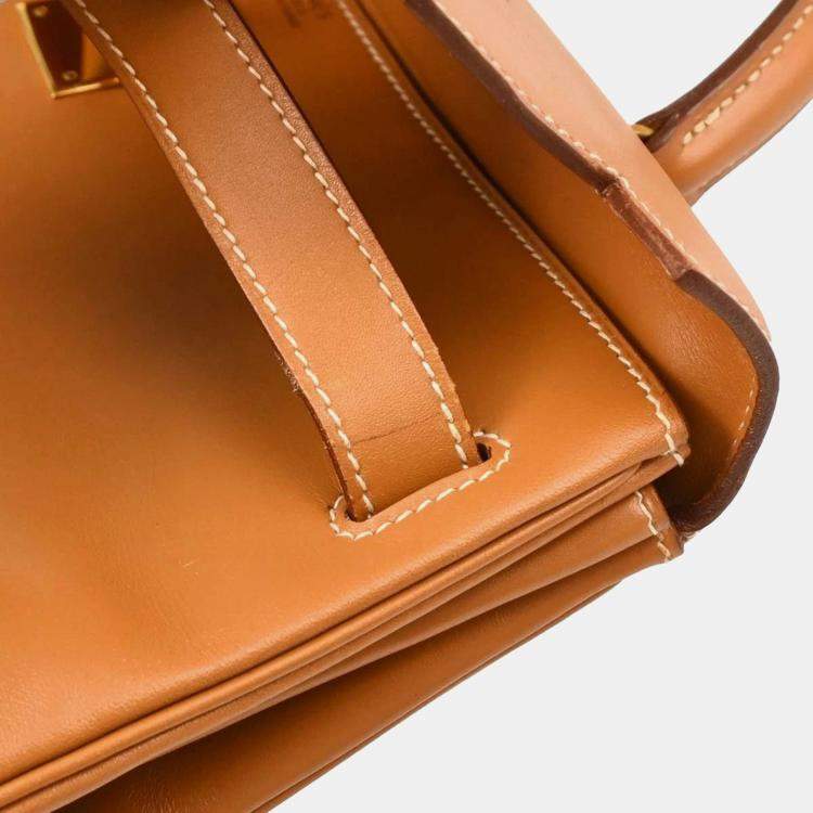 Pre Owned Hermes Gold Box Calf Kelly 32 Retourne 2way Handbag