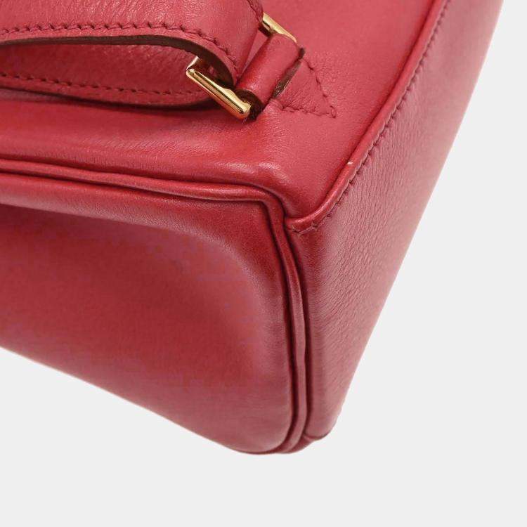 Pre Owned Hermes Kelly A Dos PM Red Gulliver Leather Backpack