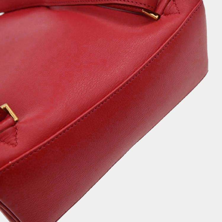 Pre Owned Hermes Kelly A Dos PM Red Gulliver Leather Backpack