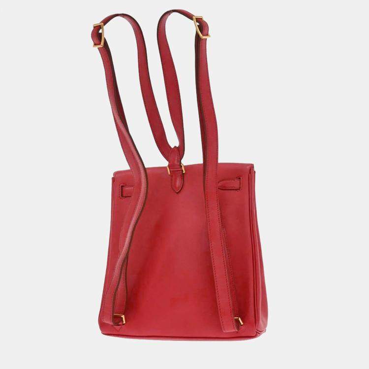 Pre Owned Hermes Kelly A Dos PM Red Gulliver Leather Backpack