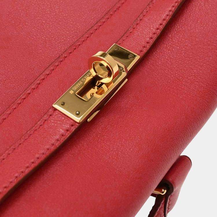 Pre Owned Hermes Kelly A Dos PM Red Gulliver Leather Backpack