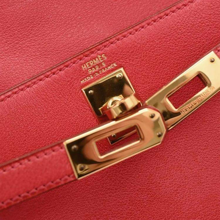 Pre Owned Hermes Kelly A Dos PM Red Gulliver Leather Backpack