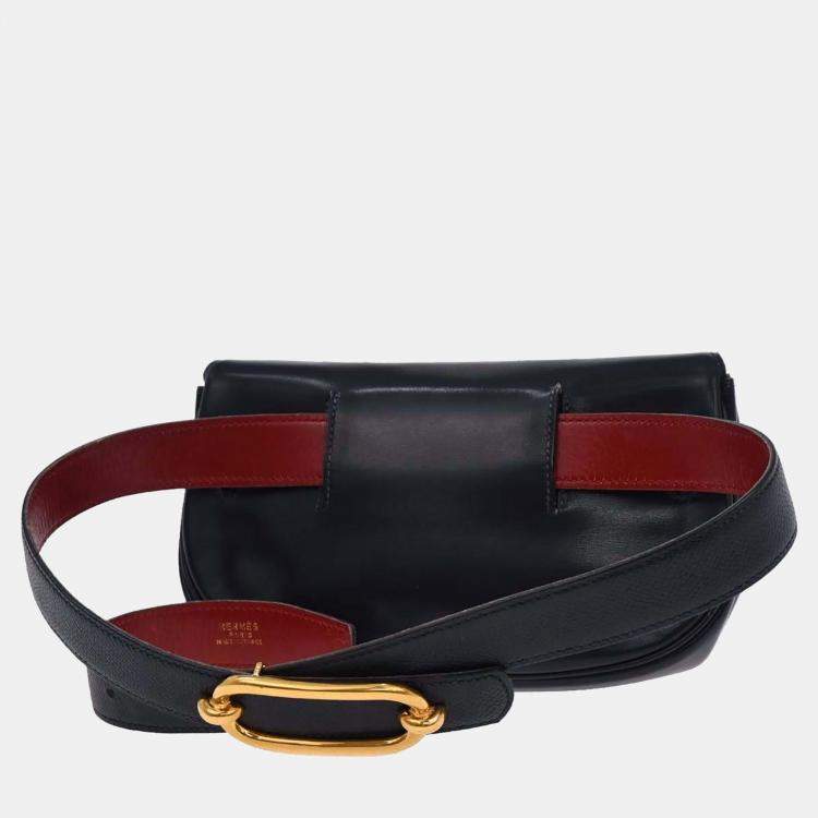 Pre Owned Hermes Kelly Moove Navy Box Leather Belt Bag