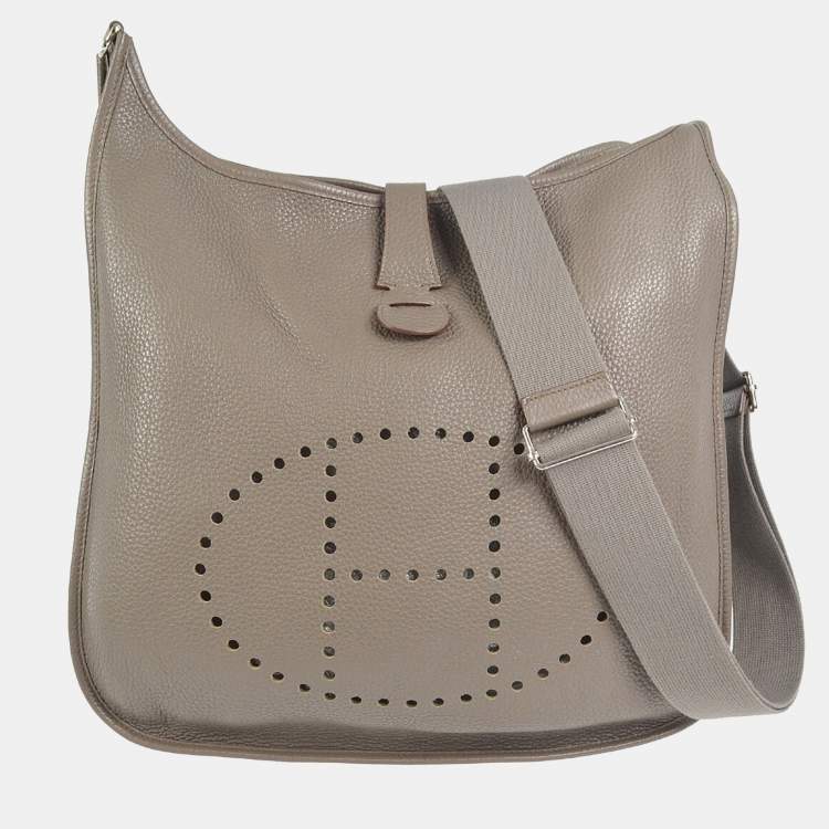 Pre Owned Hermes Evelyne III Etain Taurillon Clemence Leather Shoulder Bag