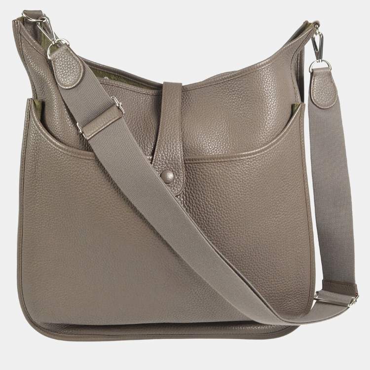 Pre Owned Hermes Evelyne III Etain Taurillon Clemence Leather Shoulder Bag