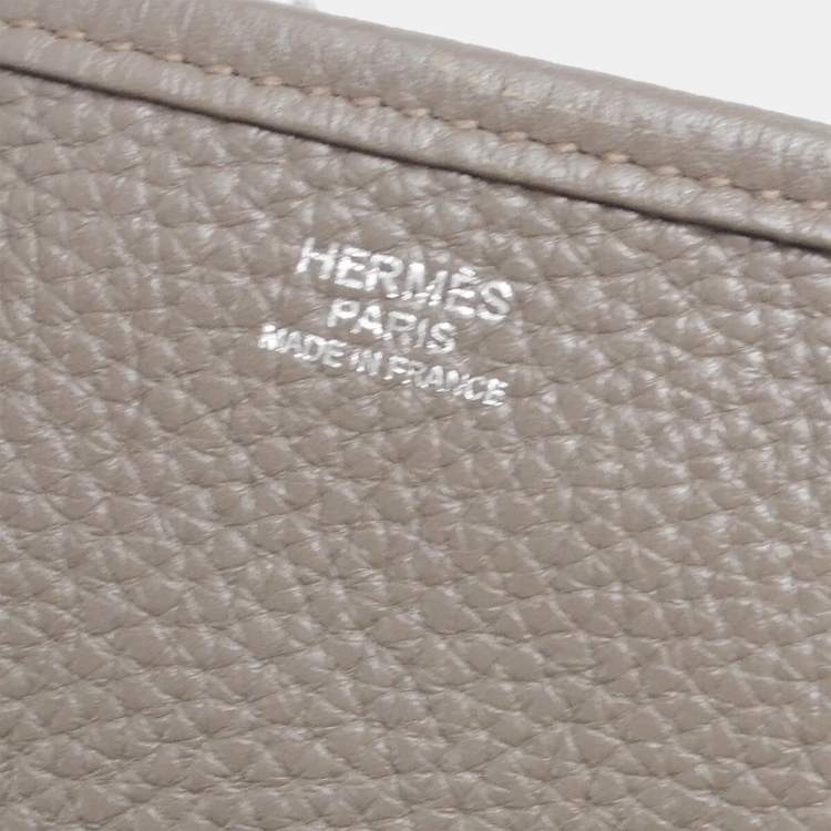 Pre Owned Hermes Evelyne III Etain Taurillon Clemence Leather Shoulder Bag
