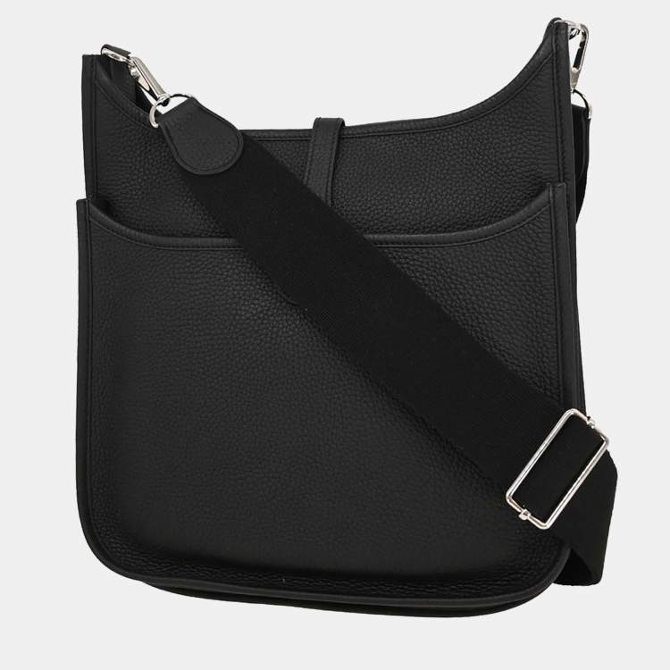 Pre Owned Hermes Evelyne III 29 Black Taurillon Clemence Leather Shoulder Bag