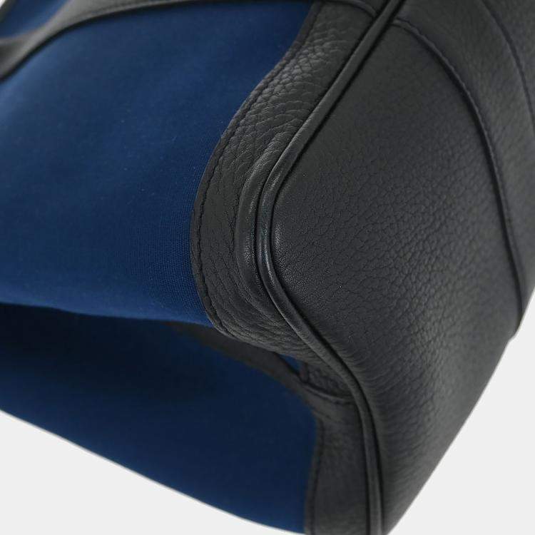 Pre Owned Hermes Garden Party 36 Navy Toile Officier Canvas Negonda Calfskin Leather Tote Bag