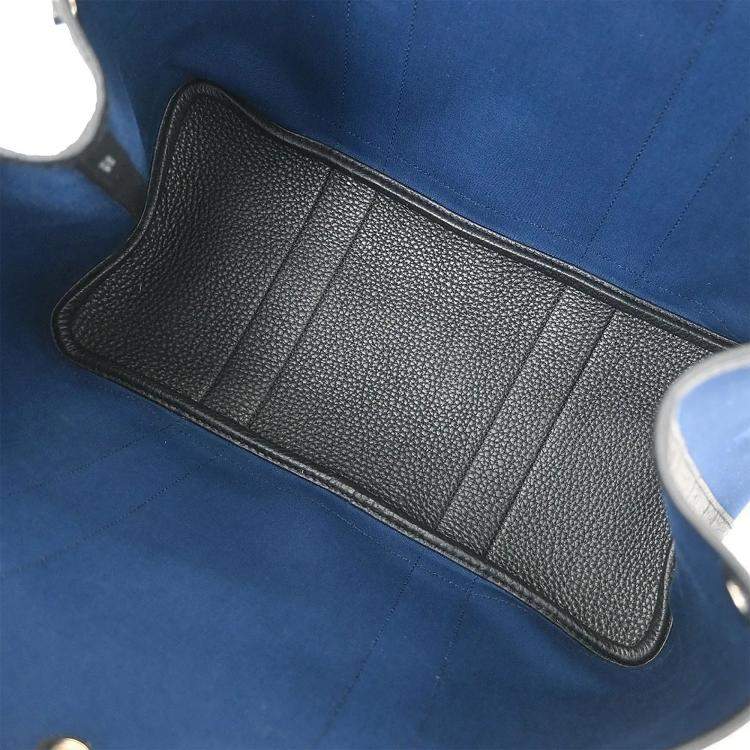 Pre Owned Hermes Garden Party 36 Navy Toile Officier Canvas Negonda Calfskin Leather Tote Bag