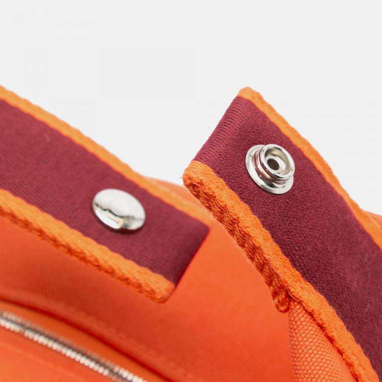 Pre Owned Hermes Orange Red Large Toile Bride A Brac