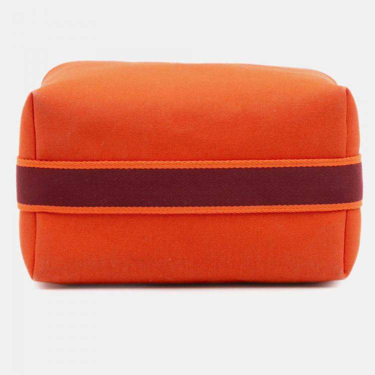 Pre Owned Hermes Orange Red Large Toile Bride A Brac