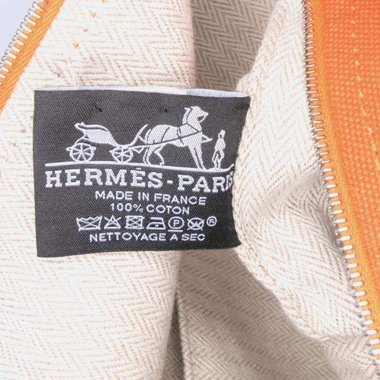 Pre Owned Hermes Orange Red Large Toile Bride A Brac