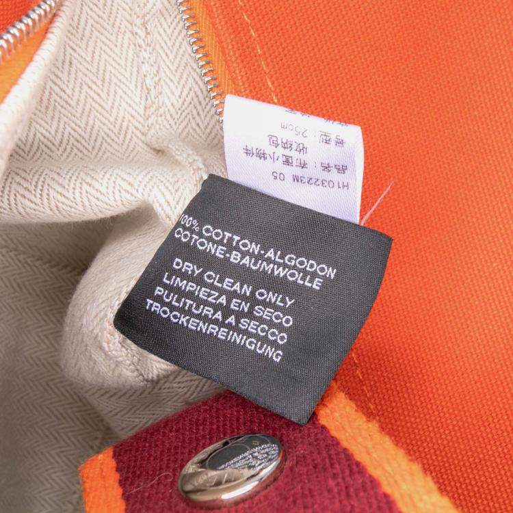 Pre Owned Hermes Orange Red Large Toile Bride A Brac