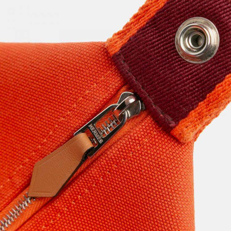 Pre Owned Hermes Orange Red Large Toile Bride A Brac