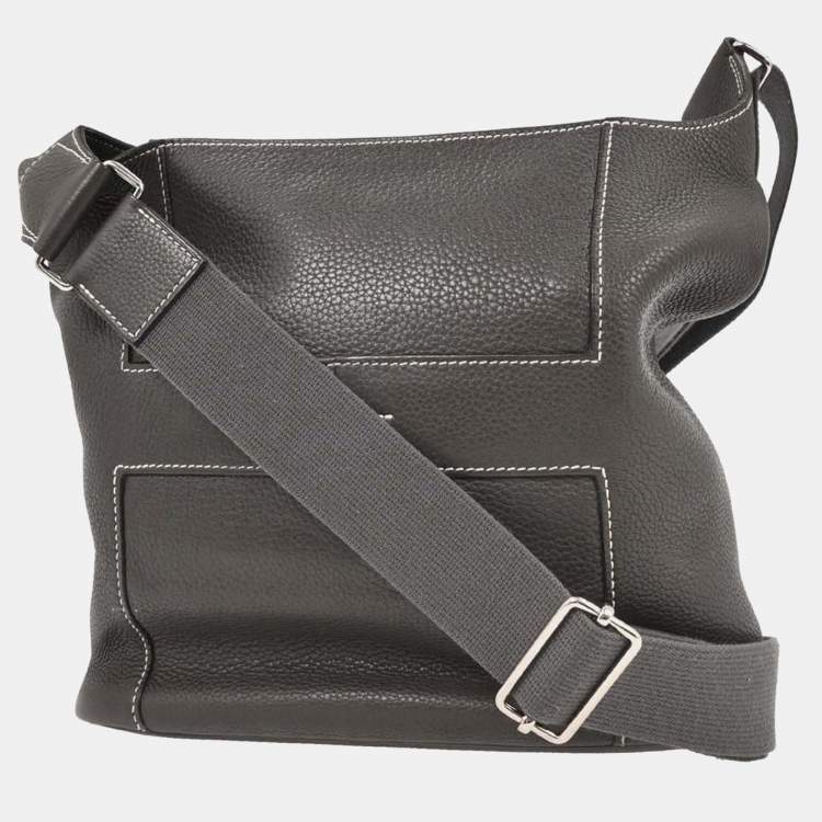 Pre Owned Hermes Graphite Taurillon Clemence Goodnews Pm Shoulder Bag