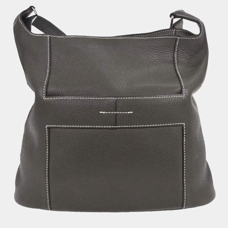 Pre Owned Hermes Graphite Taurillon Clemence Goodnews Pm Shoulder Bag