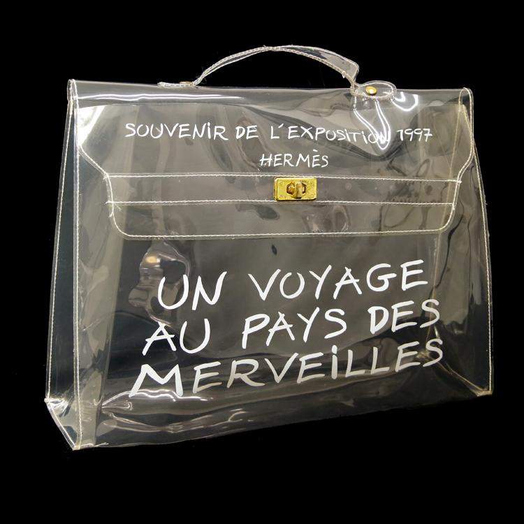 Pre Owned Hermes Kelly Souvenir De L'Exposition 1997 Vinyl Beach Bag