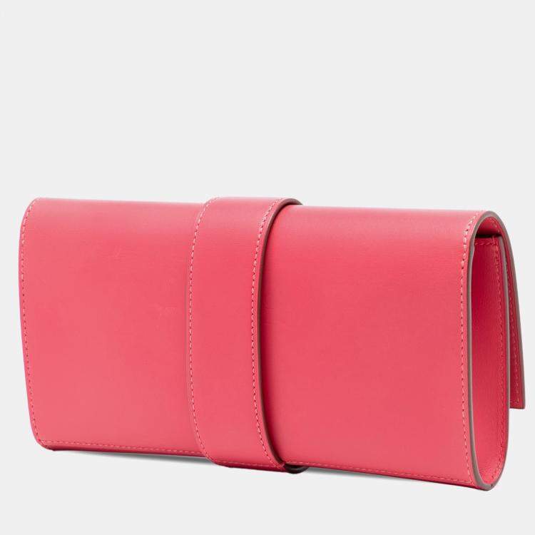 Pre Owned Hermes Rose Lipstick Tadelakt Medor Clutch 23