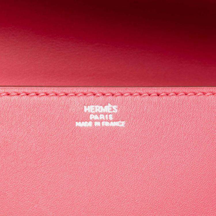 Pre Owned Hermes Rose Lipstick Tadelakt Medor Clutch 23