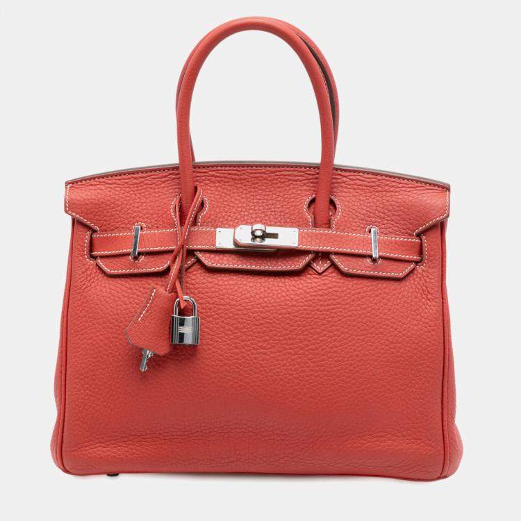 Pre Owned Hermes Sanguine and White Limited Edition Togo Birkin Retourne 30 Eclat
