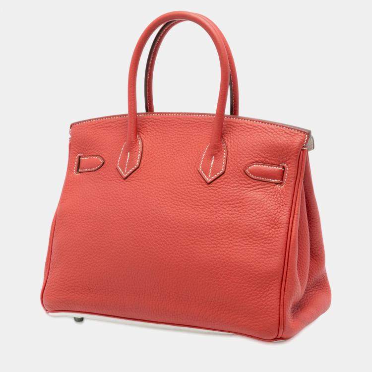 Pre Owned Hermes Sanguine and White Limited Edition Togo Birkin Retourne 30 Eclat