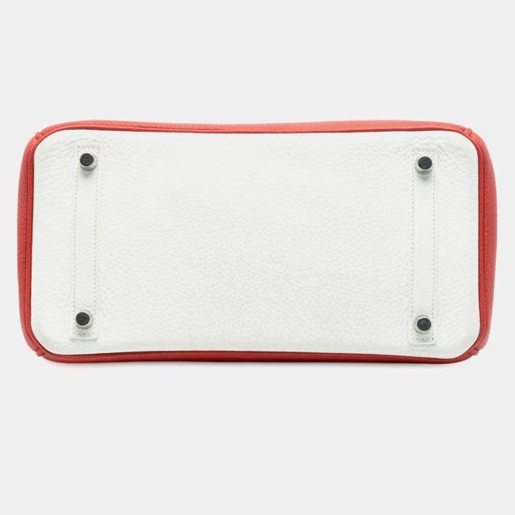 Pre Owned Hermes Sanguine and White Limited Edition Togo Birkin Retourne 30 Eclat