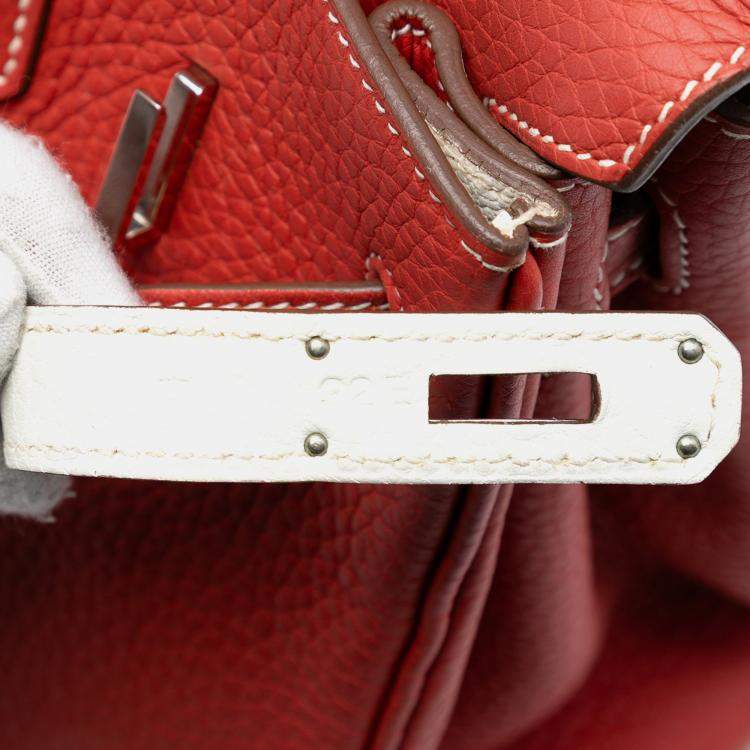 Pre Owned Hermes Sanguine and White Limited Edition Togo Birkin Retourne 30 Eclat