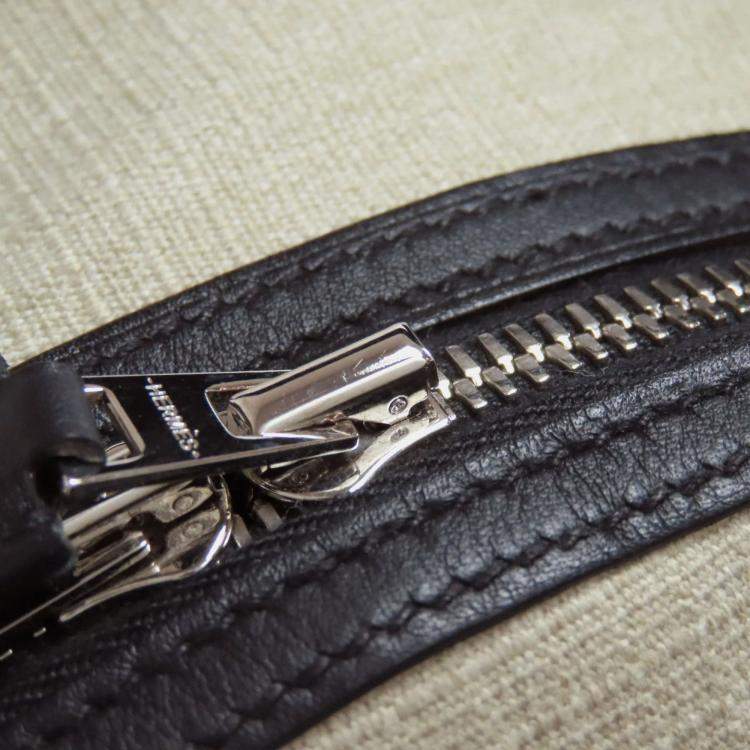 Pre Owned Hermes Sleek Backpack Canvas And Calfskin Leather