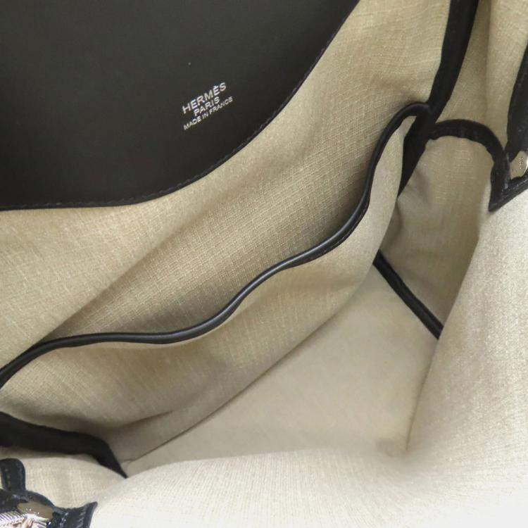 Pre Owned Hermes Sleek Backpack Canvas And Calfskin Leather