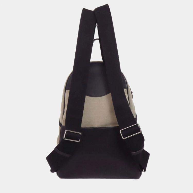 Pre Owned Hermes Sleek Backpack Canvas And Calfskin Leather