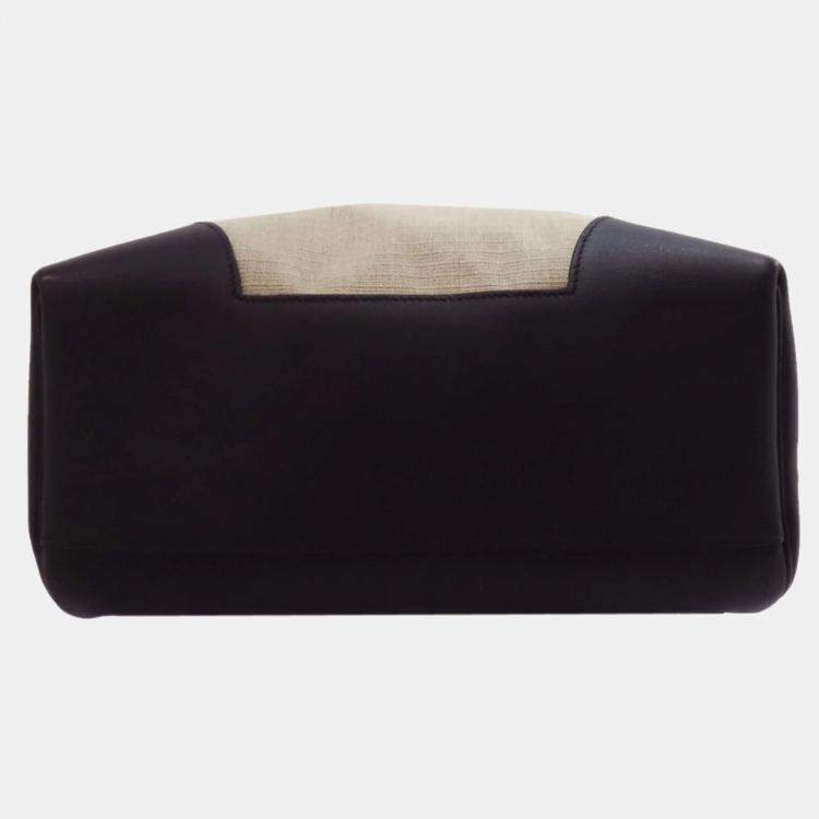 Pre Owned Hermes Sleek Backpack Canvas And Calfskin Leather