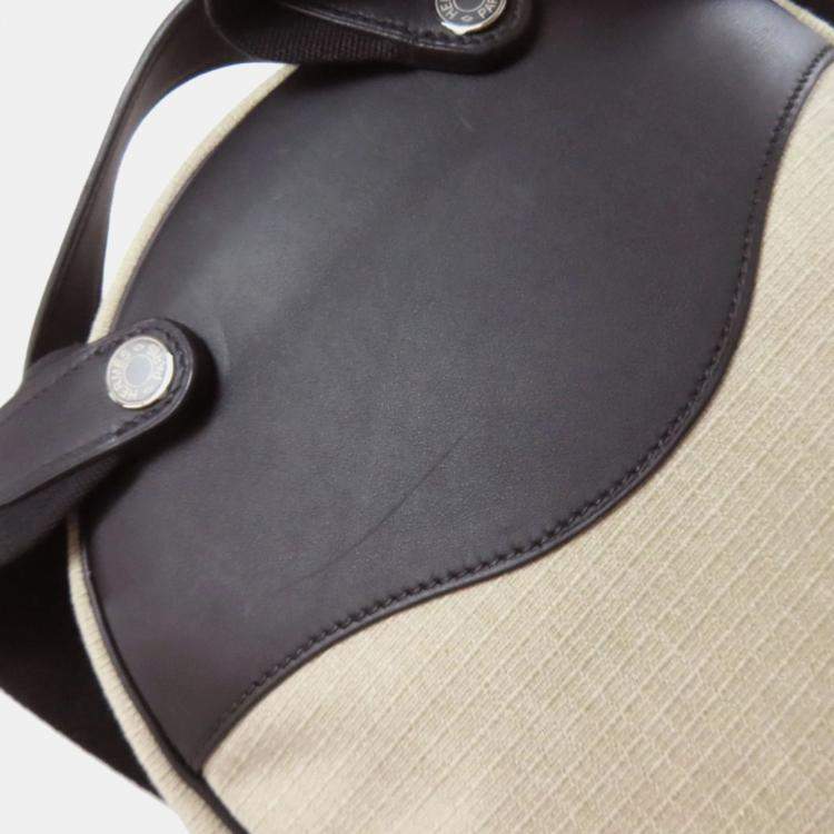 Pre Owned Hermes Sleek Backpack Canvas And Calfskin Leather