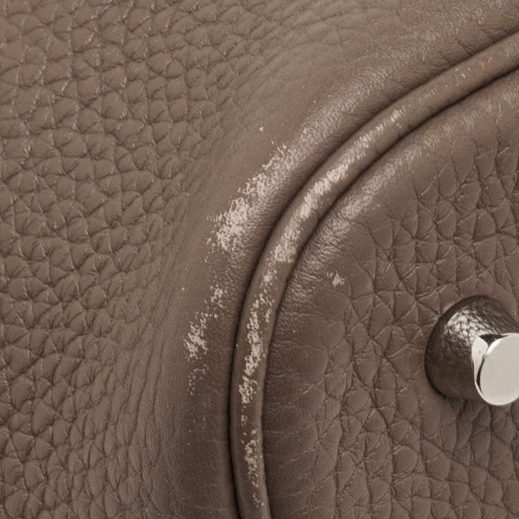 Pre Owned Hermès Picotin Lock 22 Etoupe Taurillon Clemence Leather Tote