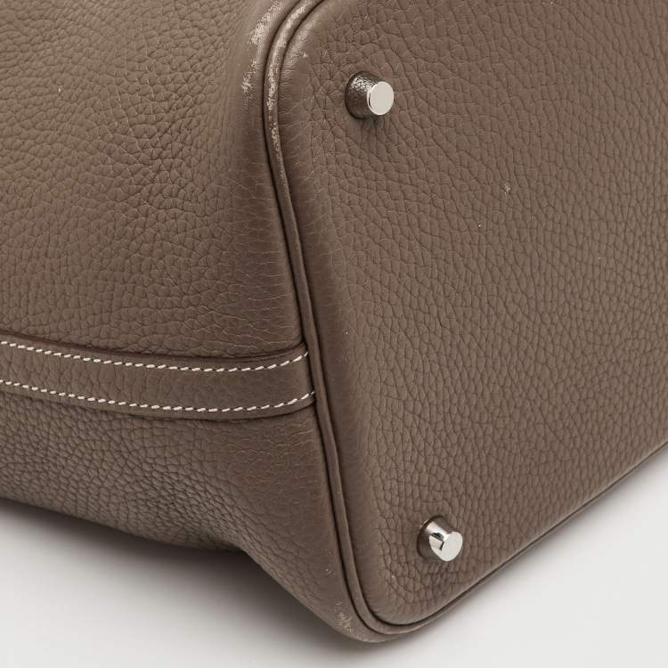 Pre Owned Hermès Picotin Lock 22 Etoupe Taurillon Clemence Leather Tote