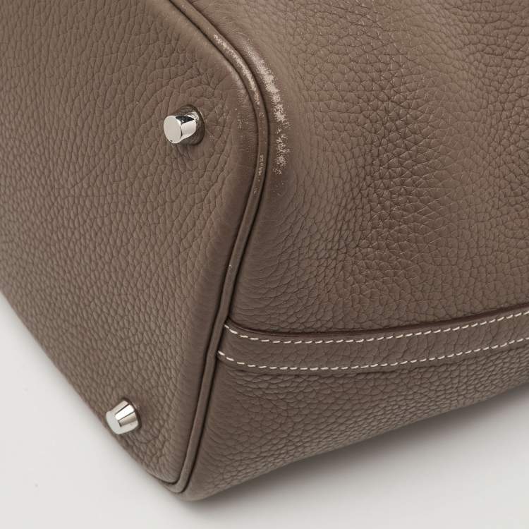 Pre Owned Hermès Picotin Lock 22 Etoupe Taurillon Clemence Leather Tote