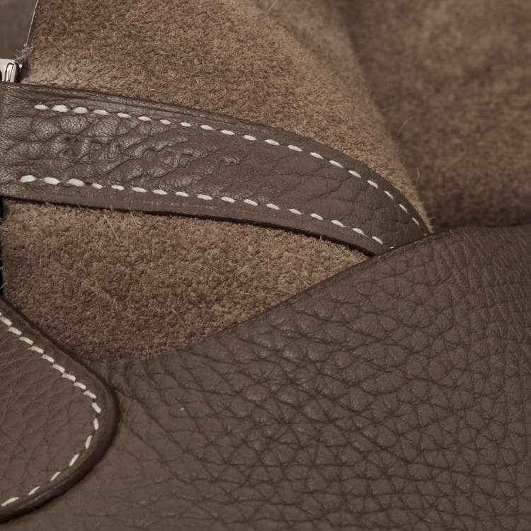 Pre Owned Hermès Picotin Lock 22 Etoupe Taurillon Clemence Leather Tote