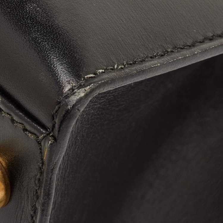 Pre Owned Hermes Kelly Sellier 28 Gold Finish Noir Box Leather Top Handle Bag