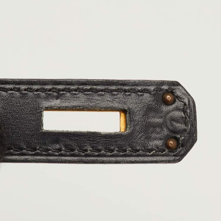 Pre Owned Hermes Kelly Sellier 28 Gold Finish Noir Box Leather Top Handle Bag