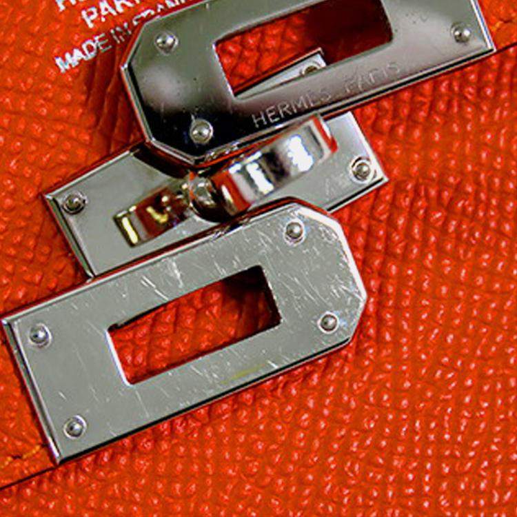 Pre Owned Hermes Orange Epsom Kelly Longue Wallet