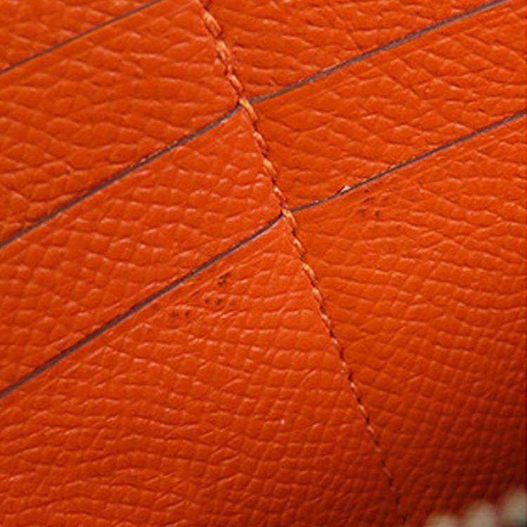 Pre Owned Hermes Orange Epsom Kelly Longue Wallet