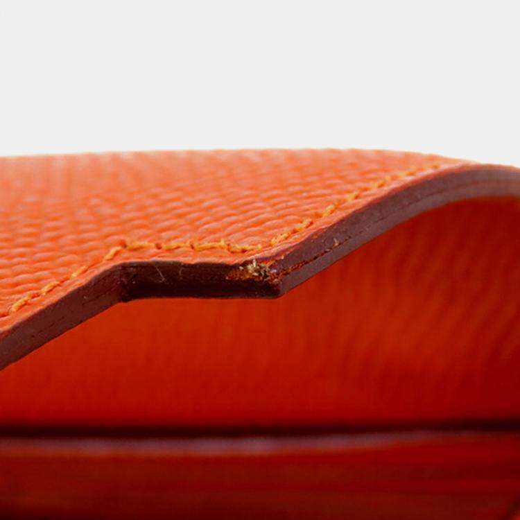 Pre Owned Hermes Orange Epsom Kelly Longue Wallet