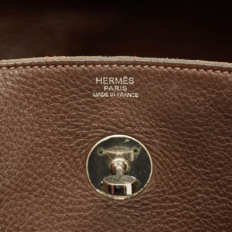 Pre Owned Hermès Lindy 34 Palladium Finish Chocolat Togo Leather Shoulder Bag 