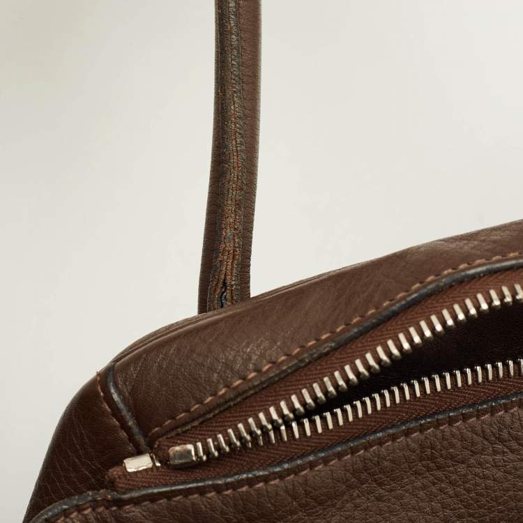 Pre Owned Hermès Lindy 34 Palladium Finish Chocolat Togo Leather Shoulder Bag 