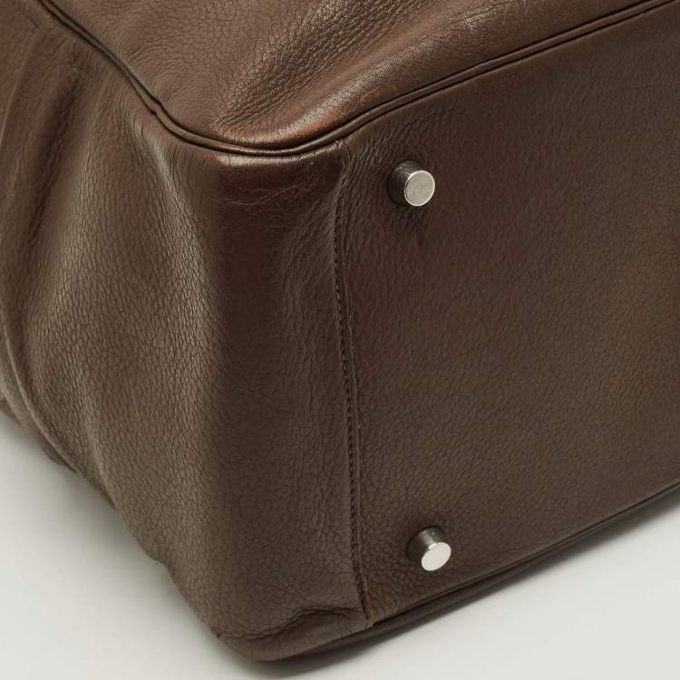 Pre Owned Hermès Lindy 34 Palladium Finish Chocolat Togo Leather Shoulder Bag 