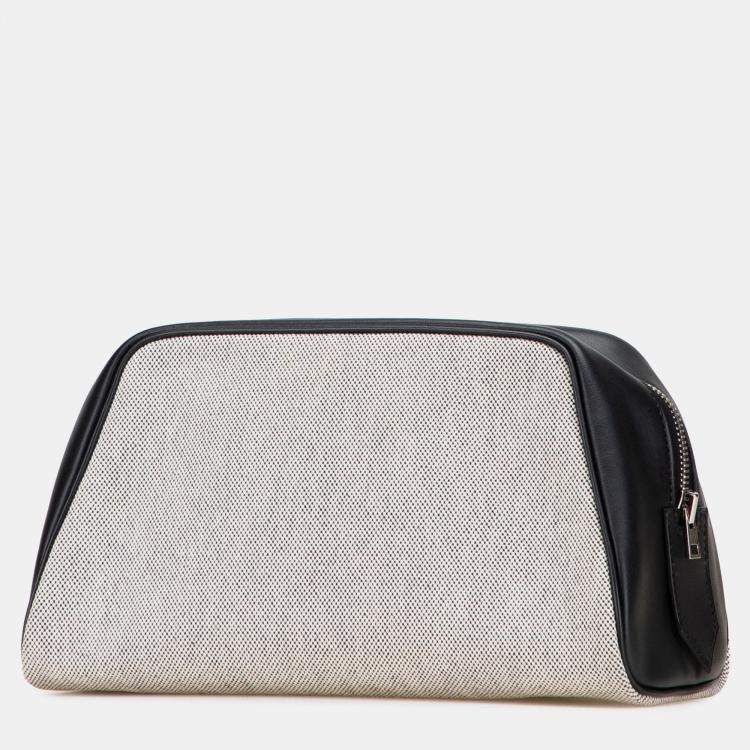 Pre Owned Hermes Black Toile Cavour Pouch