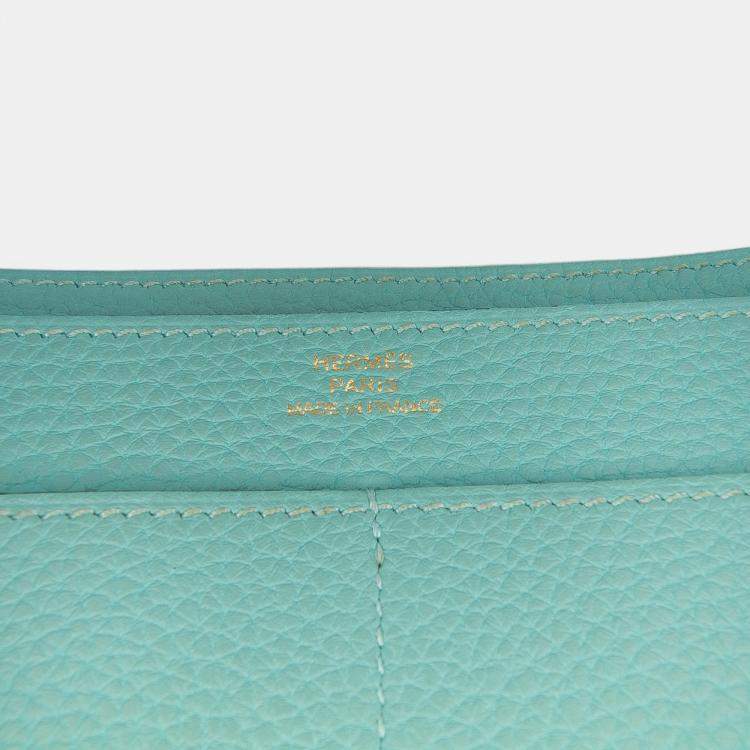 Pre Owned Hermes Blue Atoll Togo Dogon Duo Wallet GM